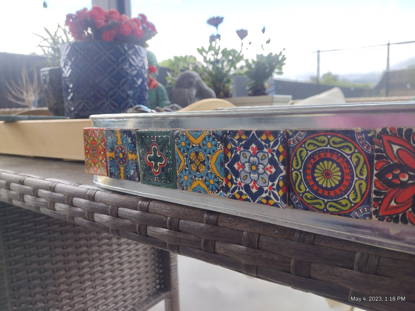 Talavera planters fits black track flower pots