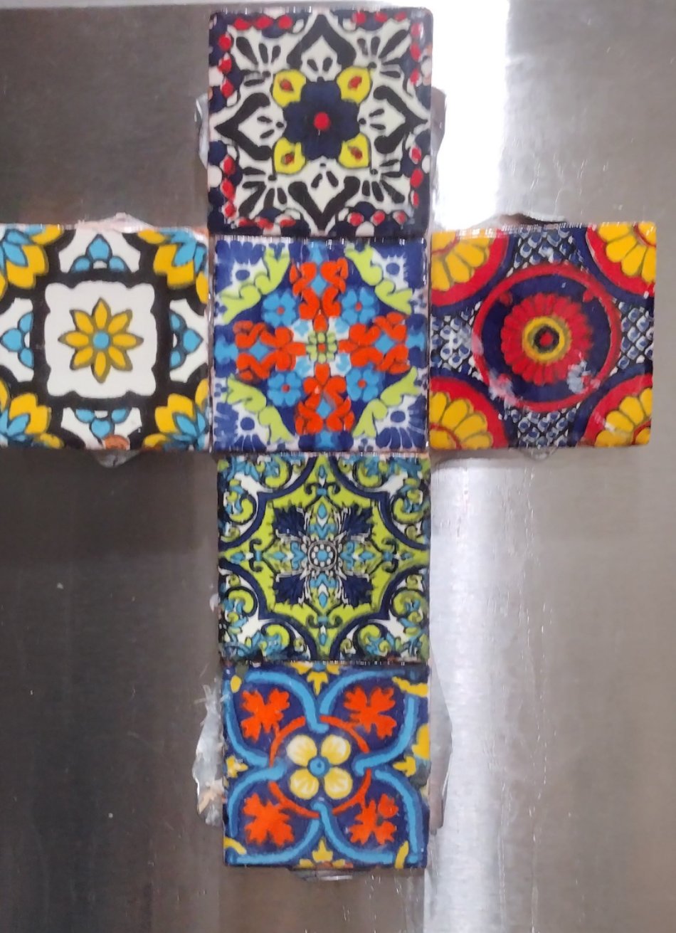 8x6 inch tile cross. Two inch tiles